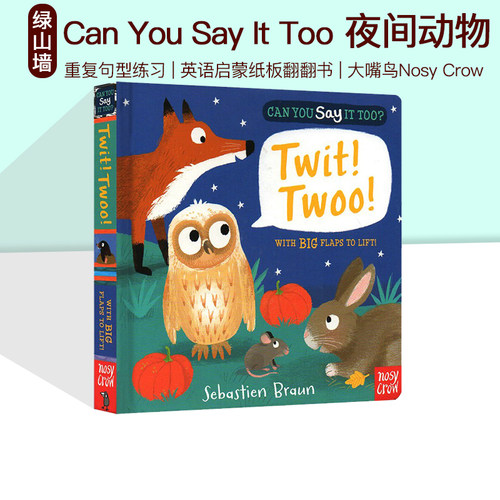 英文原版绘本 Can You Say It Too? Twit Twoo 夜间动物 你也可以这样说吗 重复句型 儿童英语启蒙纸板翻翻操作书 大嘴鸟Nosy Crow