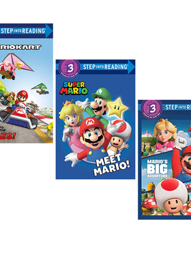 预售 英文原版 Mario's Big Adventure/Off to the Races! 3册合售 马里奥大冒险马里奥卡丁车 企鹅兰登分级读物