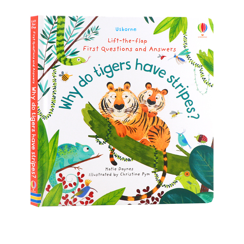 你问我答科普系列 Usborne Why do tigers have stripes为什么老虎有斑纹 英文原版 生活认知纸板翻翻书 尤斯伯恩幼儿科普