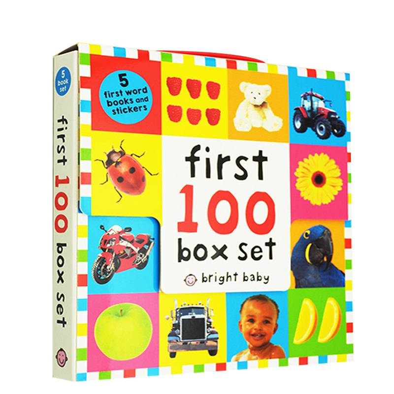 英文原版First 100 Box Set 儿童英语启蒙图文认知词典 5册附贴纸