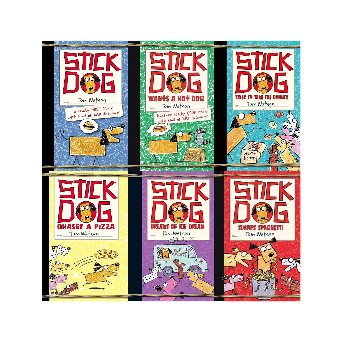 英文原版 Stick Dog 史迪狗系列 6册 Wants a Hot Dog 儿童桥梁章节书小说 趣味幽默冒险故事 Tom watson 青少年读物