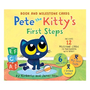 预售 英文原版 Pete the Kitty's First Steps 皮特猫的第一步 纸板书 含12张卡片 亲子读物 儿童启蒙图画故事书