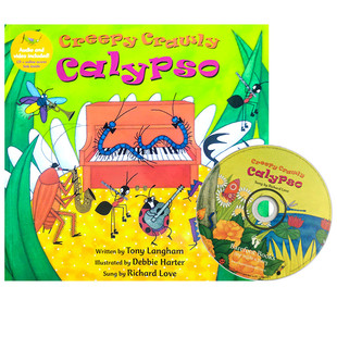 附CD Creepy Crawly Calypso 摇滚音乐欢庆会 英文原版 儿童绘本 Barefoot Books 廖彩杏有声书单 边听边学 亲子教育互动启蒙学习