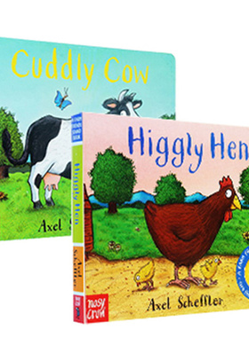 Higgly Hen+Cuddly Cow 纸板发音书2册 A Farm Friends Sound Book 咕噜牛绘者 Axel Scheffler