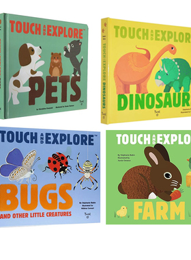 英文原版 Touch and Explore系列5册 纸板触摸翻翻书 STEM科普学习大进化 法国艺术品牌Twirl