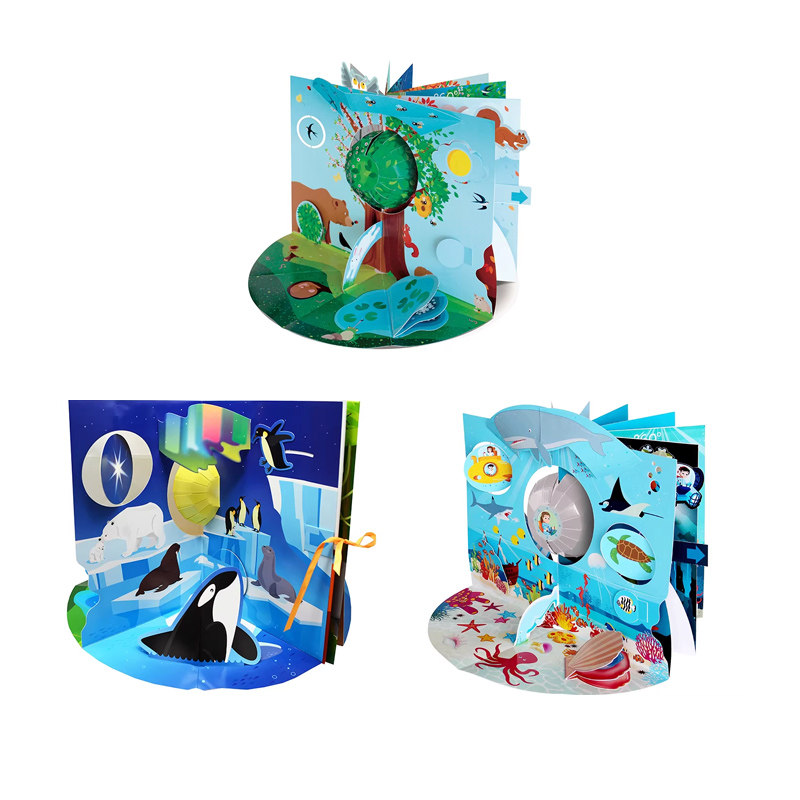 英文原版 Sassi 360度剧场立体书 3册合售 Four Seasons/Ocean/Animals Of The World