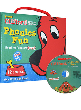 英文原版 大红狗克里弗系列 Clifford Phonics Fun Pack 1 12册礼盒装附CD 儿童趣味绘本 The big Red Dog 自然拼读入门启蒙故事