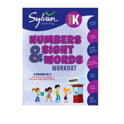 美国幼儿园数学和英语常见词辅导用书  Sylvan Learning  Kindergarten Numbers & Sight Words Workout 2和1大开本