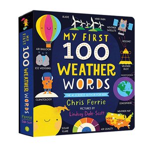 我的100个STEM词汇 英文原版 My First 100 Weather Words 纸板书  启蒙认知100词 幼儿图解词典 STEM 主题