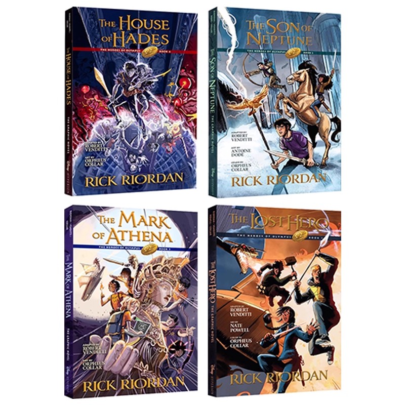 英文原版 波西杰克逊漫画版第二季 奥林匹斯英雄系列 4册 The Heroes of Olympus Graphic Novels 全彩漫画 Percy Jackson