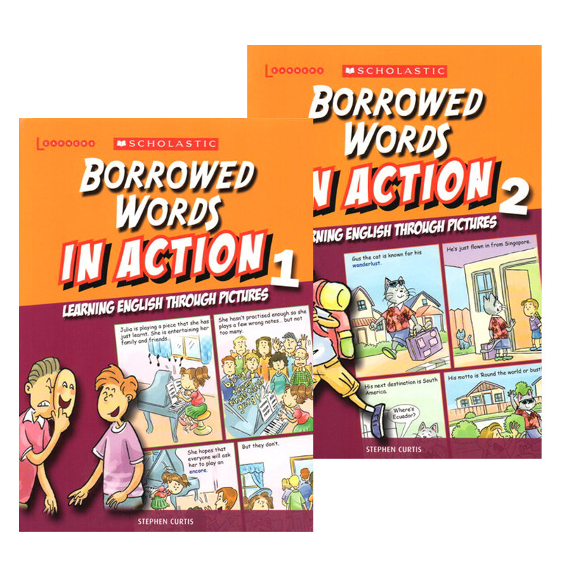 外来词汇 学乐出品 Scholastic In Action Borrowed Words 画里画外轻松学英语 2册漫画版图解英语 英文原版