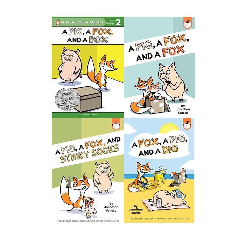 英文原版 企鹅桥梁小读本 Penguin Workshop Bridge A Pig a Fox 一只猪一只狐狸 4册 逗趣滑稽故事 全彩漫画 蓝斯值230L-280L