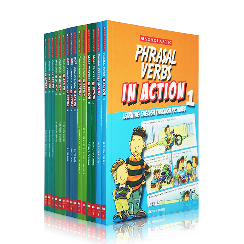 15册套装三 学乐出品 Scholastic In Action Phrases系列 漫画版 英文原版画里画外轻松学英语习语措辞 图解英语口语对话学习