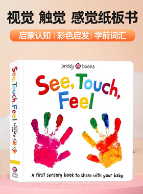 See Touch Feel感官认知触摸书 英文原版绘本 DK触摸书婴儿早教 Roger Priddy 纸板视觉触觉感官认知 颜色数字字母英语启蒙
