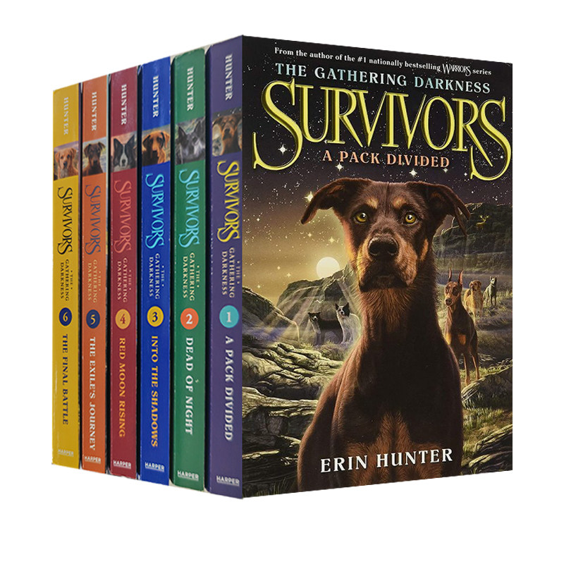 英文原版 Survivors: The Gathering Darkness 狗武士幸存者二部曲 6册合售 儿童动物冒险奇幻章节小说 Erin Hunter