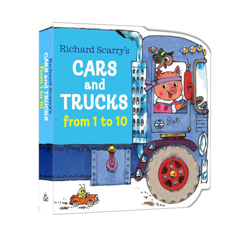 预售 英文原版 Richard Scarry's Cars and Trucks from 1 to 10理查德斯凯瑞 从1到10的汽车和卡车 手掌纸板书 低幼认知启蒙