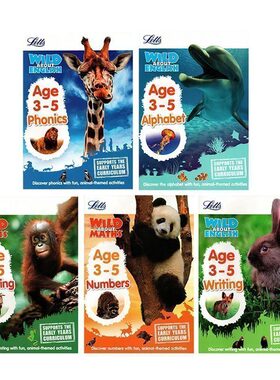 套装一 3-5岁 英文原版 Collins Letts Wild About 系列 Number Writing Counting Alphabet Phonics 少儿科普练习册 5册附答案