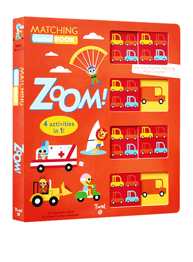 英文原版 Zoom Matching Game Book 大开本 纸板操作机关配对书 儿童启蒙认知绘本 交通工具 游戏图画书