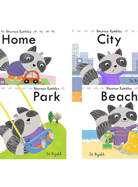 【自营】英文原版 Raccoon Rambles 4册 纸板书合售 浣熊漫步 记忆力和排序能力培养 幼儿启蒙绘本 Child's Play