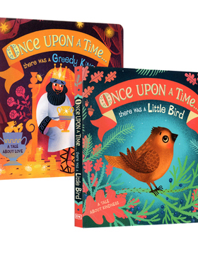 英文原版 Once Upon A Time系列 2册合售 Greedy King/Little Bird 早教启蒙纸板书 睡前晚安故事书