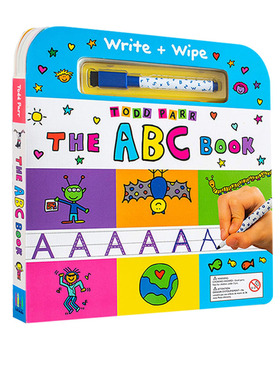 英文原版 The ABC Book Write Wipe 纸板书 Todd Parr 托德帕尔 低幼宝宝启蒙英语单词字母学习 附可擦写笔