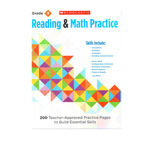 英文原版 Scholastic Reading and Math Practice Grade5 学乐阅读与数学练习小学低年级 学生练习册