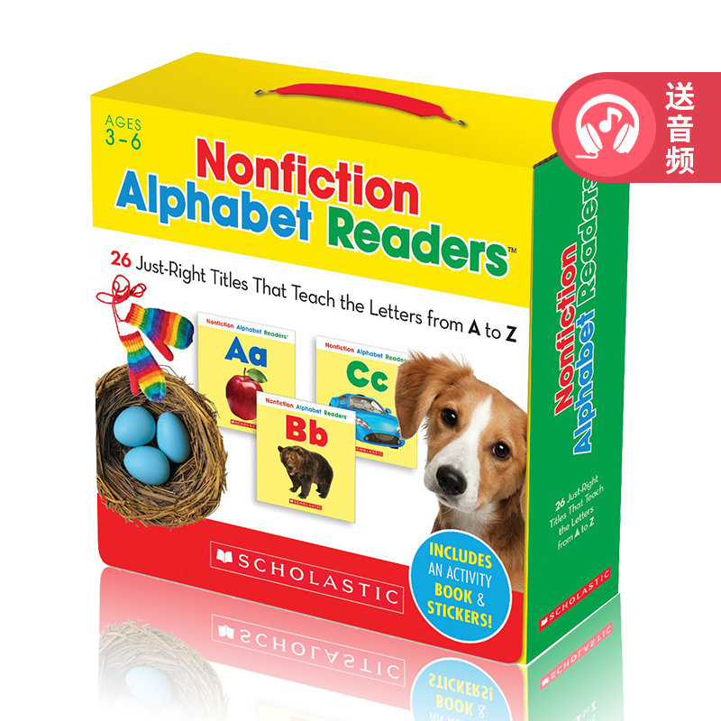 Scholastic学乐出品英文原版 Nonfiction Alphabet Readers 26册盒装学乐字母启蒙认知教辅儿童分级读物学习