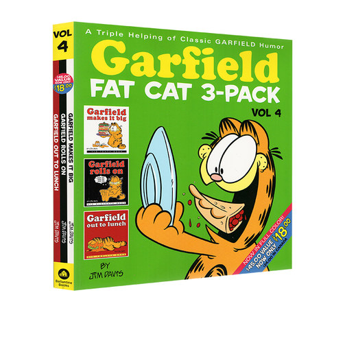 加菲猫漫画三合一 合订本4 GARFIELD FAT CAT 3 PACK 04 英文原版 经典趣味幽默漫画 儿童课外阅读图画故事书 Jim Davis