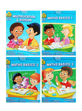 5-10岁数学练习4册 School Zone I Know It Workbook 入学准备小学数学 Maths Basics Multiplication and Division 英文原版
