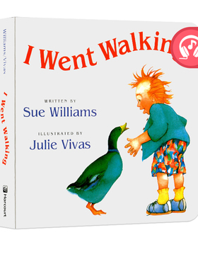 I Went Walking 我去散步 英文原版绘本 睡前晚安纸板书 吴敏兰书单第81本 Sue Williams 儿童启蒙早教图画书 经典绘本