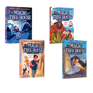 英文原版 Magic Tree House Graphic Novel 1234 神奇树屋全彩漫画 4册盒装 冒险故事桥梁章节书 漫画书