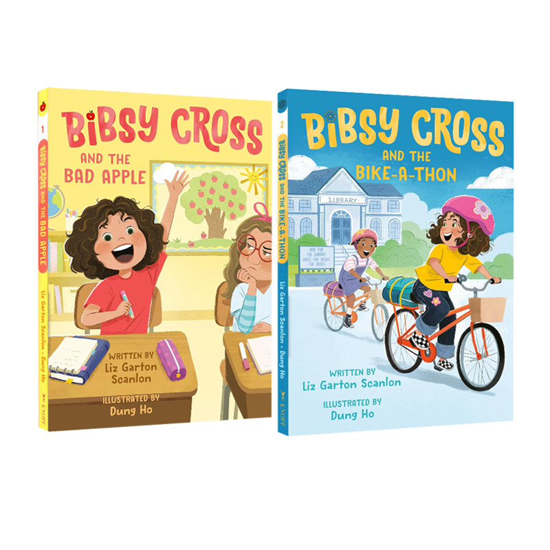 英文原版 Bibsy Cross 克罗斯的故事 2册合售 坏苹果 自行车马拉松 情绪读物 校园小说 儿童章节书桥梁读物