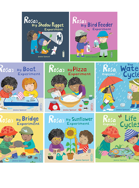 英文原版 实验观察启蒙绘本 8册 纸板合售 Rosa's Workshop Pizza/Bridge/Boat/Sunflower/Shadow/Bird Feeder