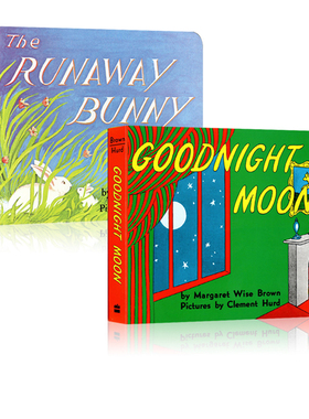 英文原版 Goodnight Moon/The Runaway Bunny2册 纸板书 逃家小兔/晚安月亮 宝宝晚安故事 吴敏兰书单推荐 亲子阅读图画故事绘本