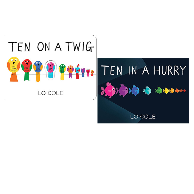 英文原版 Ten on a Twig /Ten in a Hurry 睡前故事 数字颜色认知 纸板绘本 儿童英语启蒙图画故事绘本