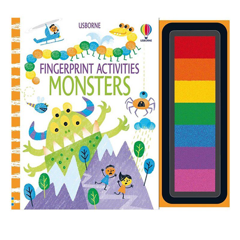 英文原版  Usborne Fingerprint Activities Monsters 尤斯伯恩 经典创意指印游戏书 指纹绘书 低幼儿童艺术启蒙