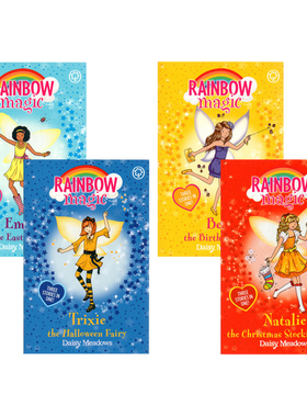 英文原版 The Rainbow Magic 彩虹魔法仙子章节书系列 4册 节日套装 圣诞节 儿童课外兴趣阅读 初级桥梁章节小说