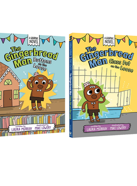 预售 英文原版 The Gingerbread Man 姜饼人冒险系列 2册合售 含1本精装 儿童全彩漫画绘本 课外阅读故事书