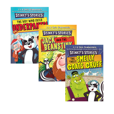 英文原版 Stinky's Stories 臭小子的故事 儿童搞笑章节书 插图童话故事 Chris Grabenstein / JJ Grabenstein  25年新品