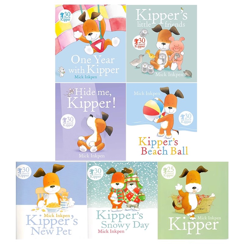 英文原版 Kipper 小狗奇普 7册纪念版礼袋套装 廖彩杏书单 格林纳威大奖作家 Mick Inkpe 经典图画故事绘本