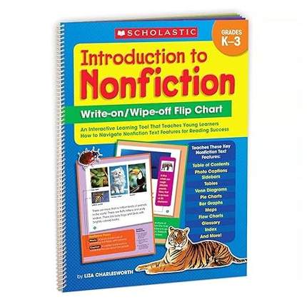 英文原版 Introduction to Nonfiction Write-on/ Wipe-off Flip Chart 可写/擦拭  K-3 年级儿童 交互式学习工具 教学工具