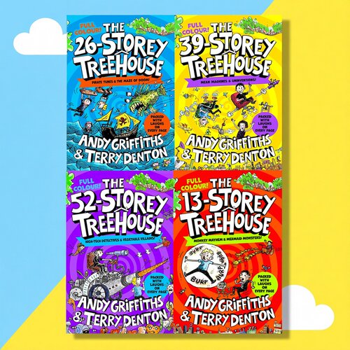 预售 英文原版 树屋故事 The 13 26 39 52 Storey Treehouse Colour Edition 小屁孩树屋历险记全彩版4册 漫画风故事章节书