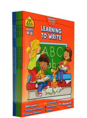 4-8岁学科练习6册 School Zone I Know It Workbook 单词阅读写作数学小学生 Sight Word Learning to Write Reading 英文原版