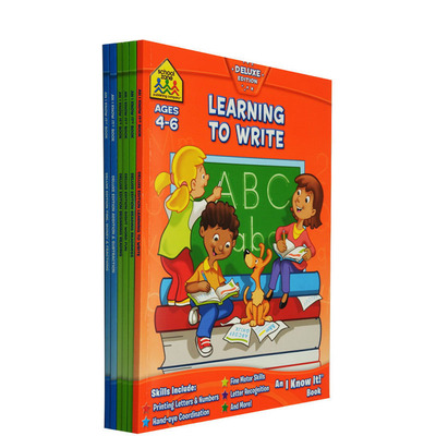 4-8岁学科练习6册 School Zone I Know It Workbook 单词阅读写作数学小学生 Sight Word Learning to Write Reading 英文原版