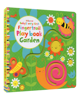 英文原版 Usborne Baby's very first Fingertrail Play book Garden 花园 尤斯伯恩 纸板翻翻绘本 启蒙洞洞书0-3岁