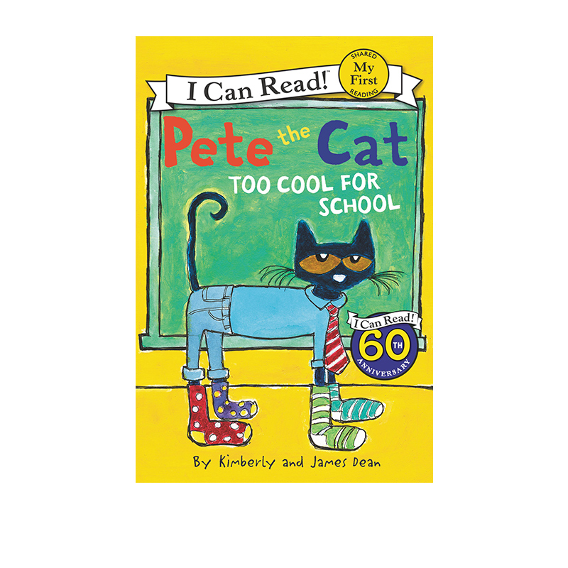 英文原版 Pete the Cat: Too Cool for School  皮特猫 I can read 1分级读物 儿童绘本图画故事书