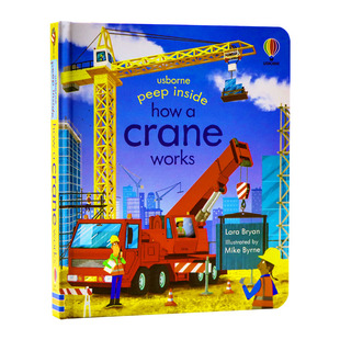 预售 英文原版 Usborne Peep Inside How A Crane Works 尤斯伯恩 偷偷看系列 起重机是如何工作的 洞洞纸板书 科普翻翻书