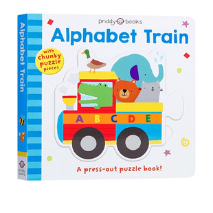 英文原版 Puzzle and Play Alphabet Train 字母火车 拼图拼拼书 纸板操作书 低幼英语单词启蒙翻翻书