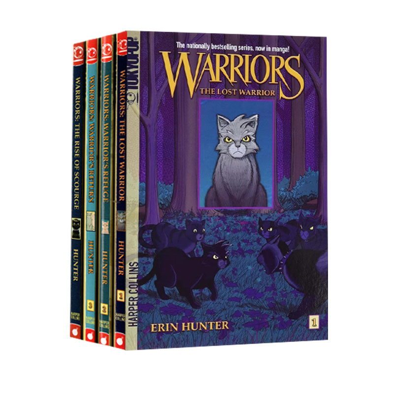 预售 英文原版猫武士漫画 灰条历险记 Warriors  4册全 儿童漫画章节桥梁书 动物冒险友谊故事 Erin Hunter 书籍/杂志/报纸 儿童读物原版书 原图主图