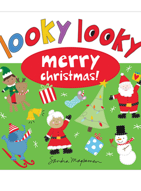 英文原版 Looky Looky Merry Christmas 精装 圣诞节 Sandra Magsamen 启蒙认知系列绘本图画书